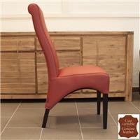 2 chaises en cuir de vachette pleine fleur rouge Parme