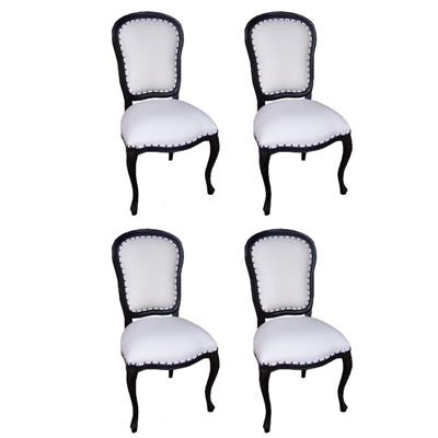 4 chaises style Louis XV en acajou laqué noir
