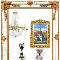 Grand miroir rocailles style Louis XV 212x120 cm doré et blanc Saverne