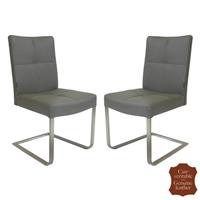 2 chaises en cuir de vachette pleine fleur gris Turin