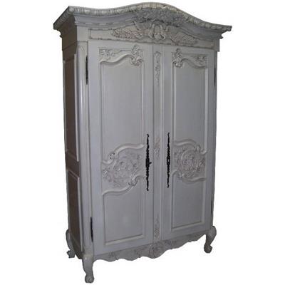 Armoire normande en bois blanc style Shabby Chic Ranville