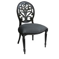 4 chaises baroque en acajou massif laqué noir