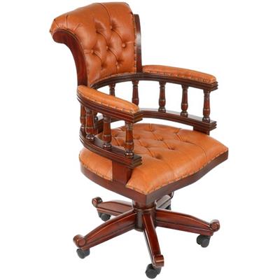 Fauteuil de bureau chesterfield en acajou style anglais Oxford