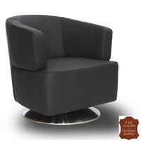 Fauteuil design en cuir de vachette noir Messine