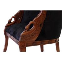 2 fauteuils gondole style Empire en acajou et velours noir Malmaison