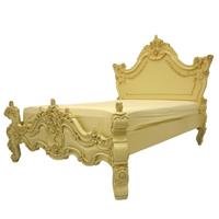 Lit rococo baroque en acajou crème Kerjean