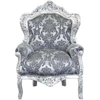 Fauteuil baroque royal en bois argenté Stockholm