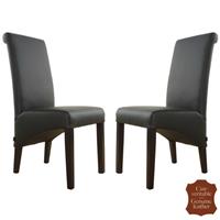2 chaises en cuir pleine fleur de vachette noir Milan
