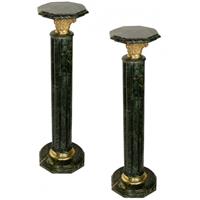 Paire de colonnes corinthiennes en marbre vert Colombier