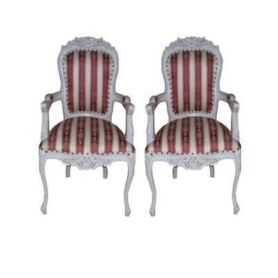 2 fauteuils cabriolet style rococo en acajou blanc