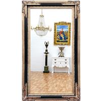 Grand miroir baroque 216x126cm cadre en bois noir et argent Grilly