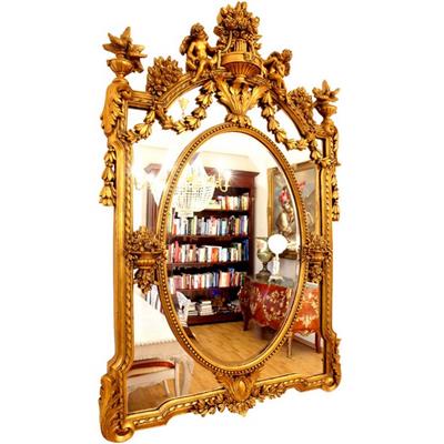 Miroir rococo 136x85 cm en bois doré Chenonceau