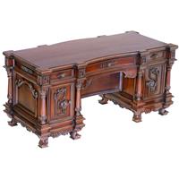 Bureau baroque Renaissance en acajou massif Anjony