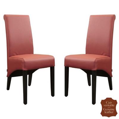 2 chaises en cuir de vachette rouge Milan