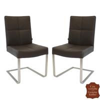 2 chaises en cuir de vachette pleine fleur marron Turin