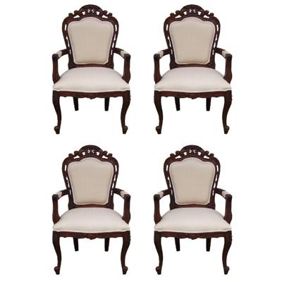 4 fauteuils style Louis XV en acajou