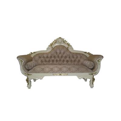Canapé trône de mariage oriental en acajou crème et doré Athis