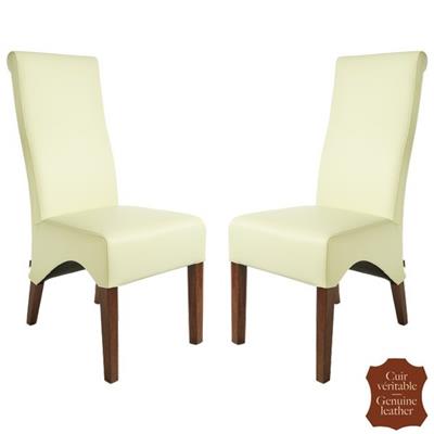 2 chaises cuir de vachette crème Parme