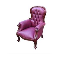 Fauteuil syle victorien acajou et imitation cuir capitonné