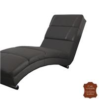 Chaise longue en cuir pleine fleur noir Sienne