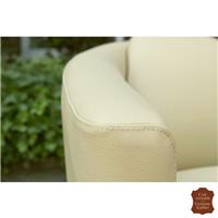 Fauteuil club Art Déco en cuir beige vachette pleine fleur Paris