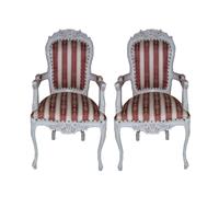 2 fauteuils cabriolet style rococo en acajou blanc