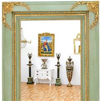 Miroir style Empire 125x95 cm en bois vert et doré Auberoche