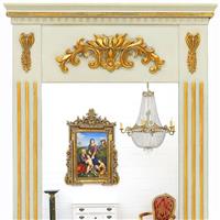 Miroir baroque 94x60 cm en bois blanc doré Salignac