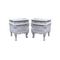 2 tables de chevet baroque rococo en acajou blanc Chambord