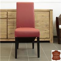 2 chaises en cuir de vachette rouge Milan