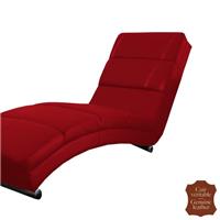 Chaise longue en cuir pleine fleur rouge Sienne