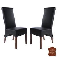 2 chaises en cuir pleine fleur véritable noir Parme