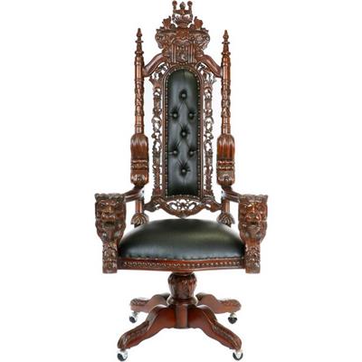 Fauteuil de bureau royal en acajou à têtes de lion Castle