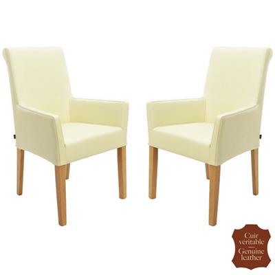 2 fauteuils en cuir pleine fleur beige Palerme