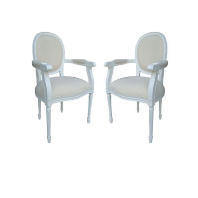 2 fauteuils cabriolet style Louis XVI en acajou blanc
