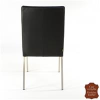 2 chaises en cuir pleine fleur de vachette noir Bari