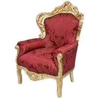 Fauteuil baroque rococo rouge et doré Stockholm