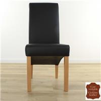 2 chaises en cuir de vachette pleine fleur noir Milan