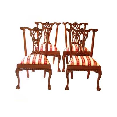 4 chaises style anglais Chippendale en acajou
