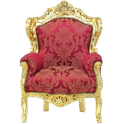 Fauteuil baroque rococo rouge et doré Stockholm