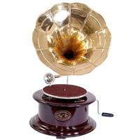 Gramophone fonctionnel en bois et laiton Mozart