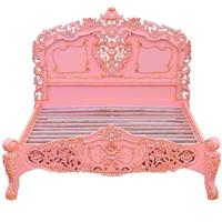 Lit baroque en acajou rose barbie Chambord