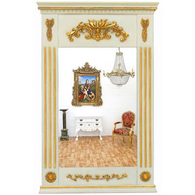 Miroir baroque 94x60 cm en bois blanc doré Salignac