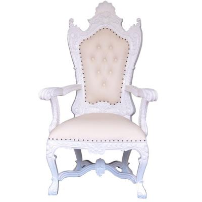 Trône royal rococo 150 cm en acajou blanc Bagatelle