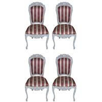 4 chaises style rococo en acajou massif blanc