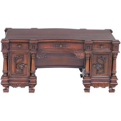 Bureau baroque Renaissance en acajou massif Anjony