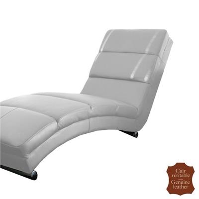 Chaise longue en cuir de vachette pleine fleur blanc Sienne