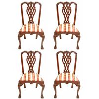 4 chaises repas style Chippendale en acajou