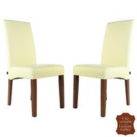 2 chaises en cuir pleine fleur vachette beige Florence