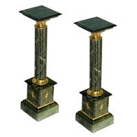 Paire de colonnes en marbre vert style Empire Chamilly